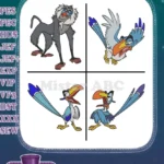 The Lion King Zazu Hornbill Majordomo Various Flying Standing Expressive Poses - Filled Embroidery Design - Instant Download