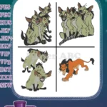 The Lion King Hyena Trio Shenzi Banzai Ed Group And Scar Villainous Lion Walking - Filled Embroidery Design - Instant Download