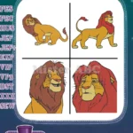 The Lion King Mufasa Majestic Lion King Various Standing Poses And Portraits - Filled Embroidery Design - Instant Download