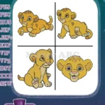 The Lion King Simba Cub Adorable Sitting Lying Down And Portrait Character - Filled Embroidery Design - Instant Download