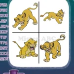 The Lion King Simba Cub Dynamic Pouncing Running Roaring And Playful Actions - Filled Embroidery Design - Instant Download