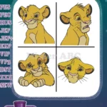 The Lion King - Young Simba Lion Cub Close Up Face Portraits And Sweet Expressions - Future King Of Pride Rock - Filled Embroidery Design - Instant Download