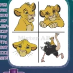 The Lion King - Young Simba Lion Cub Portrait And Riding Ostrich - "I Just Can'T Wait To Be King" Scene - Filled Embroidery Design - Instant Download