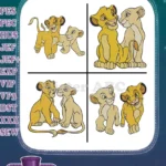 The Lion King - Young Simba And Nala Lion Cubs Sweet Poses Together - Future King And Queen Childhood Friendship - Filled Embroidery Design - Instant Download