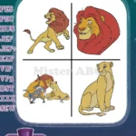 The Lion King - Adult Simba With Rafiki And Nala - King Portrait And Queen Nala Portrait - Royal Family And Friend - Filled Embroidery Design - Instant Download