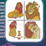 The Lion King - Mufasa (Or Simba) With Young Simba Cub - Zazu With Simba - Simba And Nala Close Up - Royal Bonds - Filled Embroidery Design - Instant Download