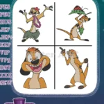 The Lion King - Timon The Meerkat Hula Dance And Relaxed Poses - Comical Hakuna Matata Character - Filled Embroidery Design - Instant Download