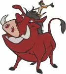 The Lion King - Pumbaa The Happy Whog - Various Energetic And Playful Poses - Disney Comedy Relief Character - Filled Embroidery Design - 7539