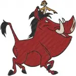The Lion King - Pumbaa The Whog And Timon Meerkat - Riding Adventures And Young Simba Cameo - Jungle Friends Trio - Filled Embroidery Design - 7543