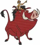 The Lion King - Pumbaa The Whog And Timon Meerkat - Riding Adventures And Young Simba Cameo - Jungle Friends Trio - Filled Embroidery Design - 7545