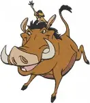 The Lion King - Timon Riding Pumbaa - Dancing And Playful Meerkat And Whog Antics - Comedy Duo Adventures - Filled Embroidery Design - 7553