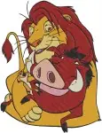 Disney Lion King Timon And Pumbaa Simba Best Friends Trio Relaxing Collection - Filled Embroidery Design - 7567
