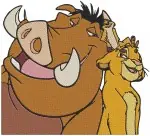 Disney Lion King Timon And Pumbaa Simba Best Friends Trio Relaxing Collection - Filled Embroidery Design - 7568