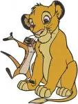 Disney Lion King Timon And Pumbaa Simba Best Friends Trio Relaxing Collection - Filled Embroidery Design - 7569