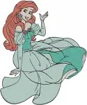 Disney Little Mermaid Ariel Teal Green Dress Human Form Graceful Standing Designs - Filled Embroidery Design - 7579