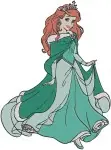 Disney Little Mermaid Ariel Pink And Green Dresses Human Princess Outfits - Filled Embroidery Design - 7583