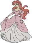 Disney Little Mermaid Ariel Pink And Green Dresses Human Princess Outfits - Filled Embroidery Design - 7585