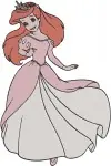 Disney Little Mermaid Ariel Pink Dress Human Form Elegant Princess Poses Bundle - Filled Embroidery Design - 7588
