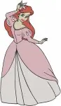 Disney Little Mermaid Ariel Pink Ballgown And Nightgown Princess Wardrobe Set - Filled Embroidery Design - 7591