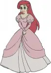 Disney Little Mermaid Ariel Pink Ballgown And Nightgown Princess Wardrobe Set - Filled Embroidery Design - 7592