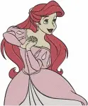 Disney Little Mermaid Ariel Pink Ballgown And Nightgown Princess Wardrobe Set - Filled Embroidery Design - 7593