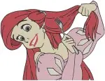 Disney Little Mermaid Ariel Pink Dress Human Close Up Portraits Singing - Filled Embroidery Design - 7601