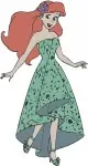 Disney Little Mermaid Ariel Bathing Green Sail Dress Blue Town Dress Human - Filled Embroidery Design - 7604