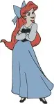 Disney Little Mermaid Ariel Blue Town Dress Close Up Portrait Walking Human - Filled Embroidery Design - 7611