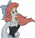 Disney Little Mermaid Ariel Blue Town Dress Close Up Portrait Walking Human - Filled Embroidery Design - 7612