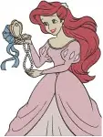 Disney Little Mermaid Ariel Human Arm Pink Dress Wedding Gown Mirror Set - Filled Embroidery Design - 7620