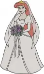 Disney Little Mermaid Ariel Wedding Dress With Flowers Prince Eric Horse Collection - Filled Embroidery Design - 7624