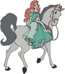Disney Little Mermaid Ariel With Ursula Contract Pink Dress Flotsam Jetsam - Filled Embroidery Design - 7628