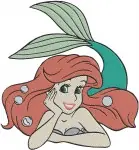 Disney Little Mermaid Ariel Mermaid Form Flower In Hair Swimming Poses Designs - Filled Embroidery Design - 7635