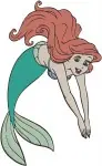 Disney Little Mermaid Ariel Mermaid Playing With Hair Bubbles Moon Underwater - Filled Embroidery Design - 7638
