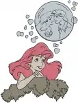 Disney Little Mermaid Ariel Mermaid Playing With Hair Bubbles Moon Underwater - Filled Embroidery Design - 7639