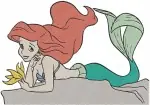 Disney Little Mermaid Ariel Mermaid Close Up Portraits Lying Down Pensive Bundle - Filled Embroidery Design - 7643