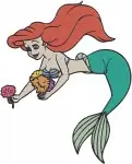 Disney Little Mermaid Ariel Mermaid Holding Flower Various Swimming Poses Set - Filled Embroidery Design - 7644