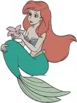 Disney Little Mermaid Ariel Mermaid Holding Flower Various Swimming Poses Set - Filled Embroidery Design - 7645