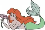 Disney Little Mermaid Ariel Mermaid Holding Flower Various Swimming Poses Set - Filled Embroidery Design - 7646