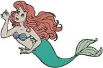 Disney Little Mermaid Ariel Mermaid Form Various Swimming And Posing Graceful - Filled Embroidery Design - 7653