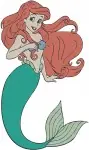 Disney Little Mermaid Ariel Mermaid Lying Down Dreaming Posing Underwater - Filled Embroidery Design - 7656