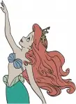 Disney Little Mermaid Ariel Mermaid Lying Down Dreaming Posing Underwater - Filled Embroidery Design - 7657