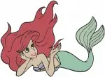 Disney Little Mermaid Ariel Mermaid Lying Down Dreaming Posing Underwater - Filled Embroidery Design - 7658