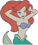 Disney Little Mermaid Ariel Mermaid Lying Down Dreaming Posing Underwater - Filled Embroidery Design - 7659