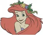 Disney Little Mermaid Ariel Mermaid Close Up Portraits Flower Crown Shell Bra Designs - Filled Embroidery Design - 7660