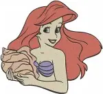 Disney Little Mermaid Ariel Mermaid Close Up Portraits Flower Crown Shell Bra Designs - Filled Embroidery Design - 7661