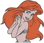 Disney Little Mermaid Ariel Mermaid Close Up Portraits Flower Crown Shell Bra Designs - Filled Embroidery Design - 7662