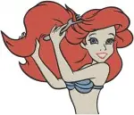Disney Little Mermaid Ariel Mermaid Close Up Portraits Flower Crown Shell Bra Designs - Filled Embroidery Design - 7663