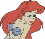 Disney Little Mermaid Ariel Mermaid Close Up Circle Frame Profile View - Filled Embroidery Design - 7665