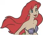 Disney Little Mermaid Ariel Mermaid Close Up Circle Frame Profile View - Filled Embroidery Design - 7666